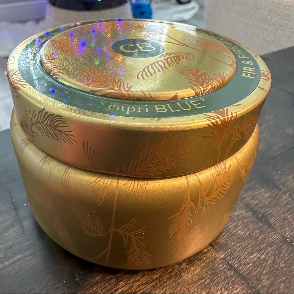 NWT Anthropologie Capri Blue Woody Fir & Firewood Tin Candle